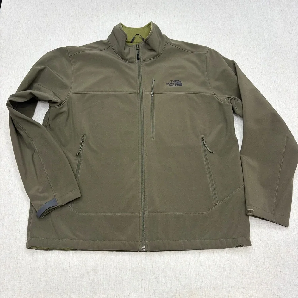 The North Face Apex Bionic Softshell Jacket Mens XL Green Full Zip Fleece Read!!